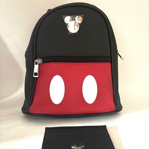 Disney Mickey Mouse Mini Backpack Vegan Leather with Cardholder, New - Picture 1 of 4